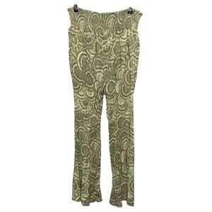 Three Dots Green Pull-On Boho Flare Pants Size M